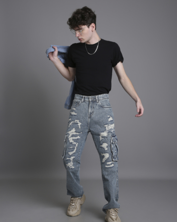 Stylish Light Blue Anti Fit Denim