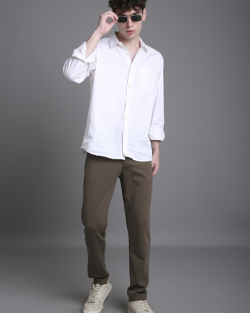Classic Slim Fit Brown Korean Pant